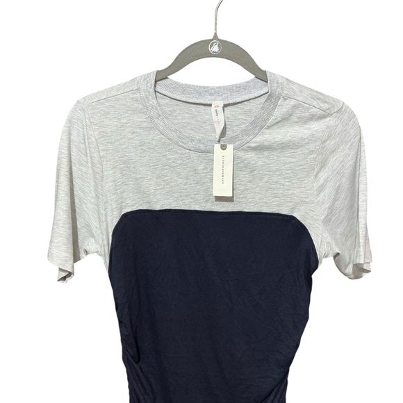 ANTHROPOLOGIE Daily Practice Side-Ruched Mini Dress M 18” p2p Navy $98 NWT - Picture 5 of 12